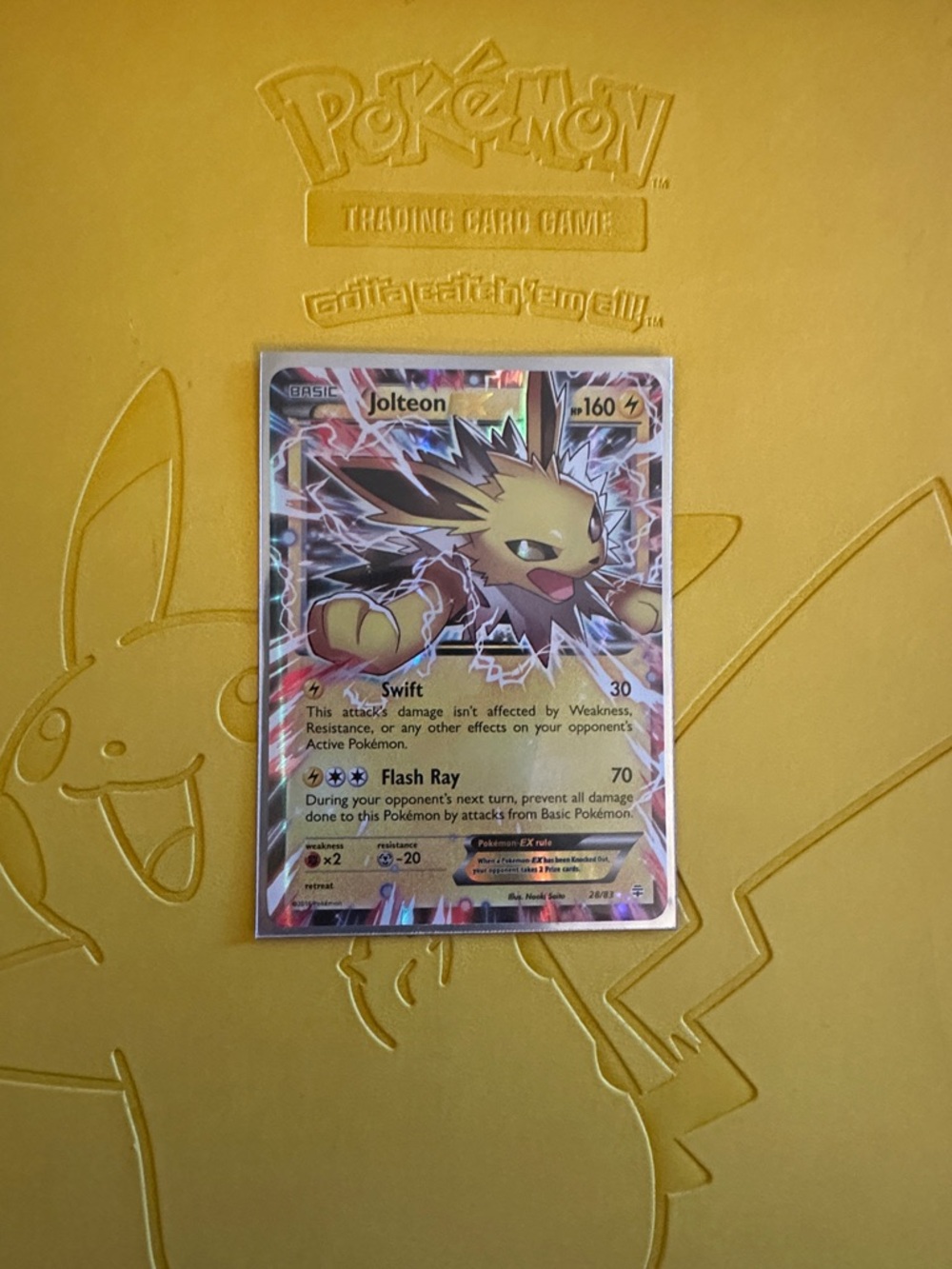 Pokémon Jolteon EX Collectible Holo Card - Yellow Artwork